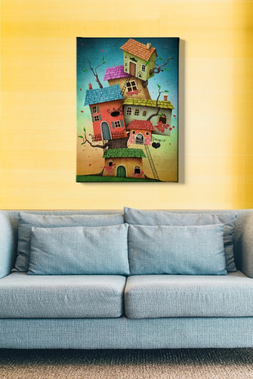 Tablou decorativ, Kanvas Tablo (50 x 70), Canvas, Lemn, Multicolor
