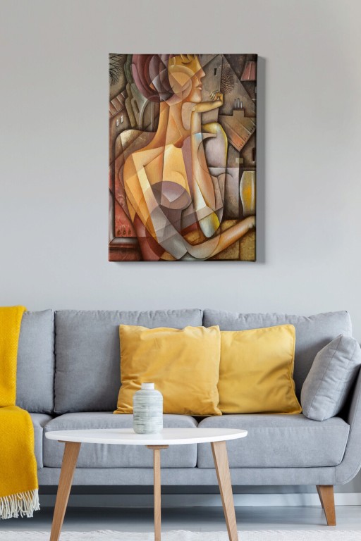 Tablou decorativ, Kanvas Tablo (50 x 70), Canvas, Lemn, Multicolor