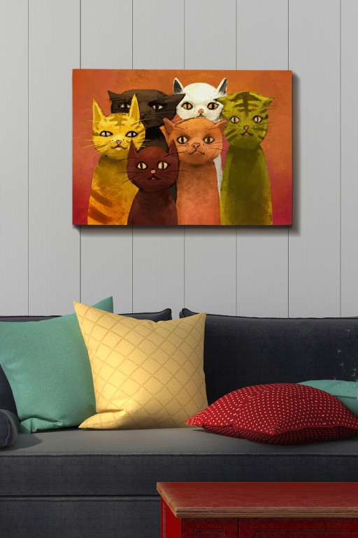 Tablou decorativ, Kanvas Tablo (50 x 70), Canvas, Lemn, Multicolor