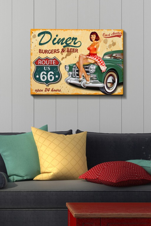 Tablou decorativ, Kanvas Tablo (50 x 70), Canvas, Lemn, Multicolor