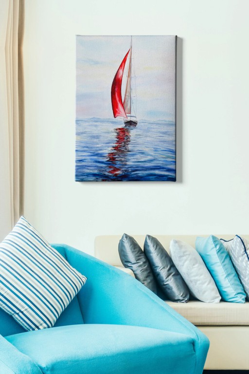 Tablou decorativ, Kanvas Tablo (50 x 70), Canvas, Lemn, Multicolor