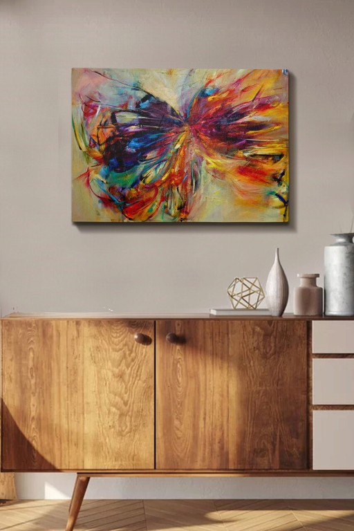 Tablou decorativ, Kanvas Tablo (50 x 70), Canvas, Lemn, Multicolor