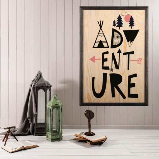 Tablou decorativ, Adventure, Lemn, Lemn, Multicolor