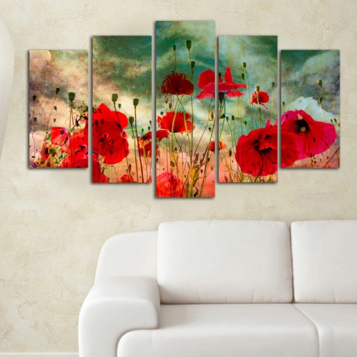 Set 5 tablouri decorative, 5PMDF-6, MDF , 20 x 60 cm, Multicolor