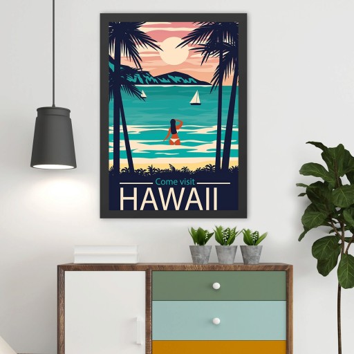 Tablou decorativ, Hawaii 2 (35 x 45), MDF , Polistiren, Multicolor