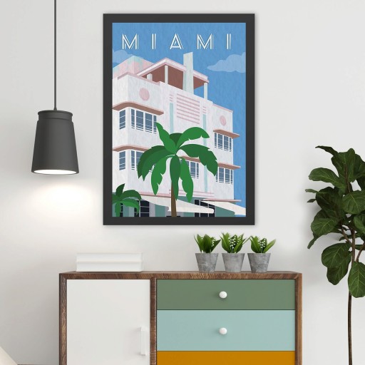 Tablou decorativ, Miami (35 x 45), MDF , Polistiren, Multicolor