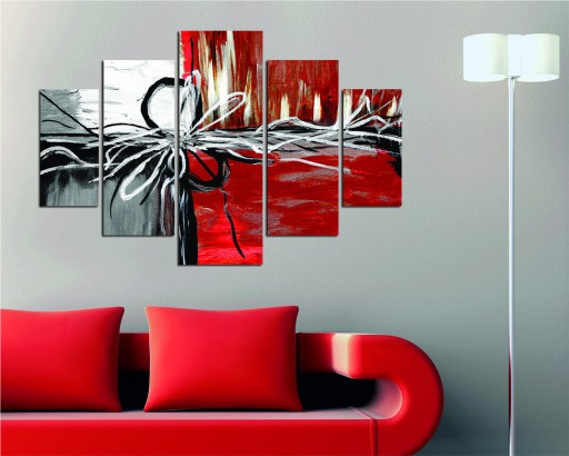 Set 5 tablouri decorative, ST148, MDF , 56 x 20 cm, Multicolor
