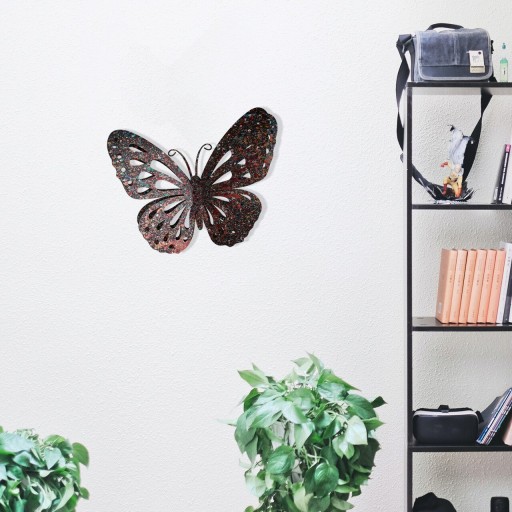 Decoratiune de perete, Butterfly Multicolor, Metal, Produs lucrat manual, Multicolor