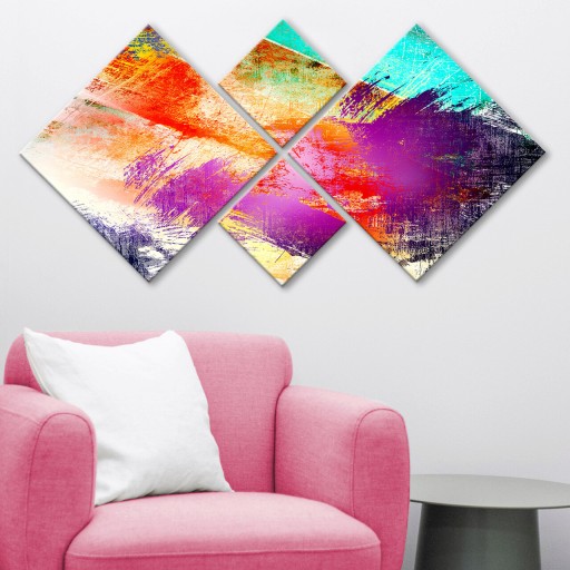 Set 4 tablouri decorative, 4MDF112001639, MDF, Imprimat UV, Multicolor