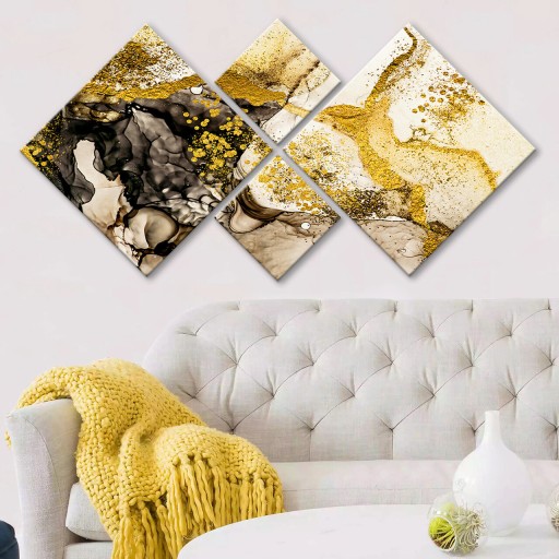 Set 4 tablouri decorative, 4MDF1334224418, MDF, Imprimat UV, Multicolor