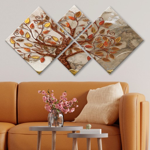 Set 4 tablouri decorative, 4MDF1787222420, MDF, Imprimat UV, Multicolor