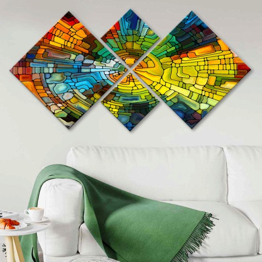 Set 4 tablouri decorative, 4MDF229038481, MDF, Imprimat UV, Multicolor