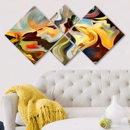 Set 4 tablouri decorative, 4MDF230711539, MDF, Imprimat UV, Multicolor
