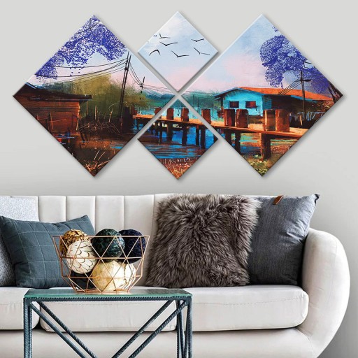 Set 4 tablouri decorative, 4MDF274654277, MDF, Imprimat UV, Multicolor