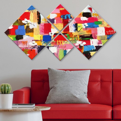 Set 4 tablouri decorative, 4MDF2956111, MDF, Imprimat UV, Multicolor