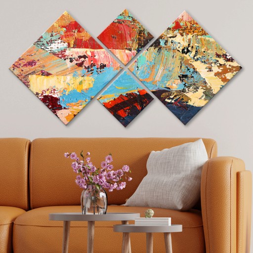 Set 4 tablouri decorative, 4MDF533438770, MDF, Imprimat UV, Multicolor