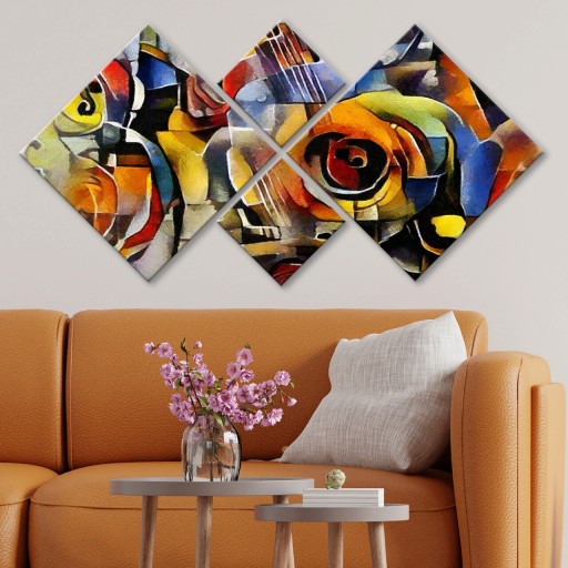 Set 4 tablouri decorative, 4MDF589579217, MDF, Imprimat UV, Multicolor