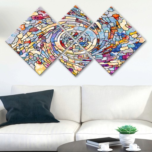 Set 4 tablouri decorative, 4MDF608678174, MDF, Imprimat UV, Multicolor