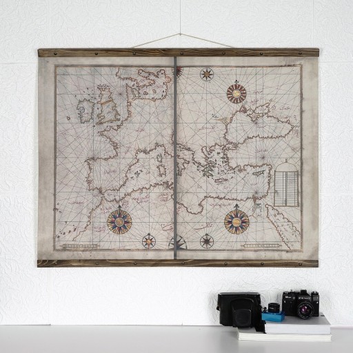 Tablou decorativ, Map117, Lemn, Piele ecologica, Multicolor