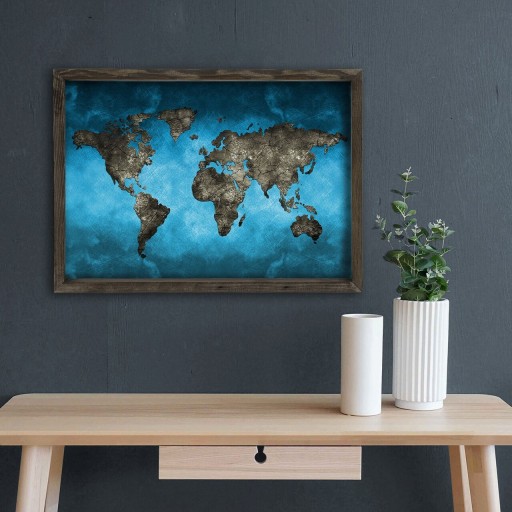 Tablou decorativ, Map057, Lemn, MDF, Multicolor