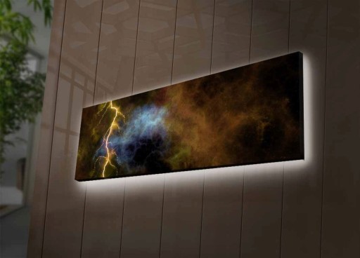 Tablou decorativ cu lumina LED, 3090İACTD-53, Canvas, 30 x 90 cm, Multicolor