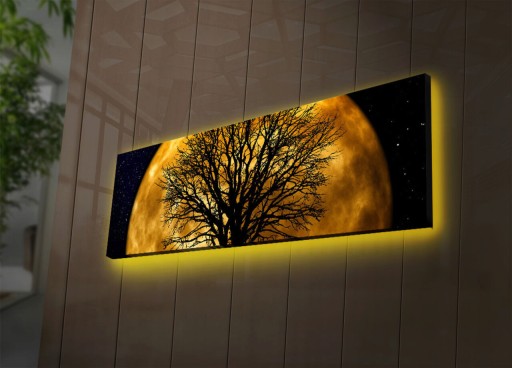 Tablou decorativ cu lumina LED, 3090DACT-71, Canvas, 30 x 90 cm, Multicolor