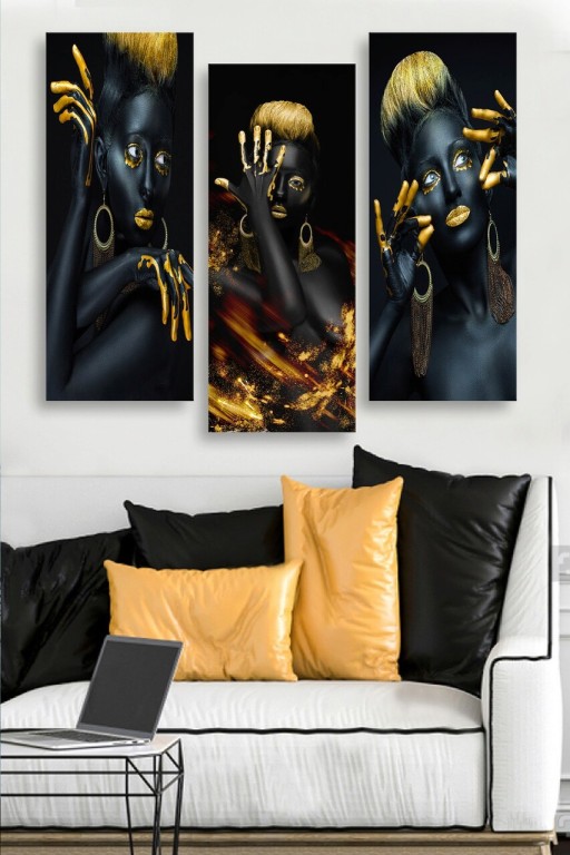 Set 3 tablouri decorative, MDF0042, MDF , 20 x 50 cm, 3 piese, Multicolor