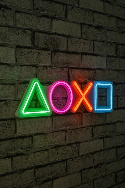 Decoratiune luminoasa LED, Play Station, Benzi flexibile de neon, DC 12 V, Multicolor