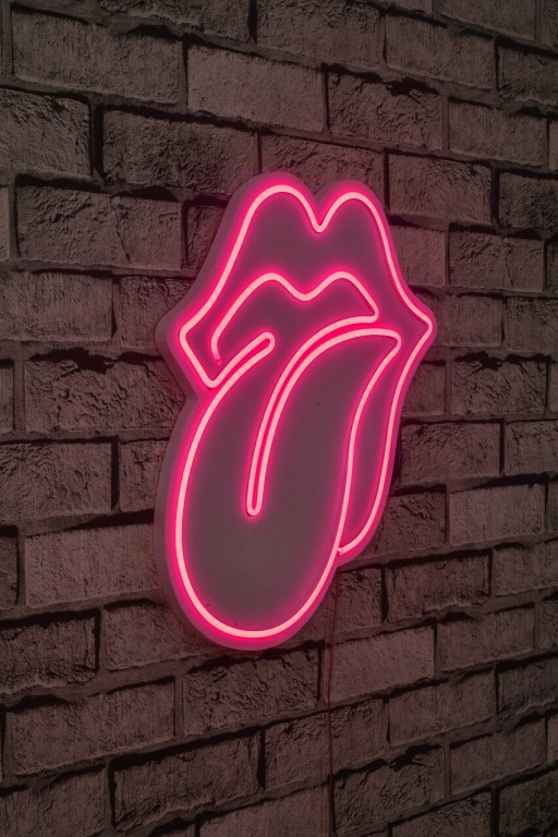 Decoratiune luminoasa LED, The Rolling Stones, Benzi flexibile de neon, DC 12 V, Roz