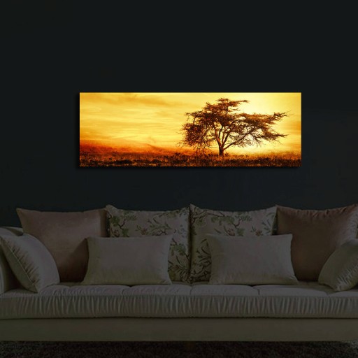 Tablou decorativ cu lumina LED, 3090İACT-27, Canvas, 30 x 90 cm, Multicolor