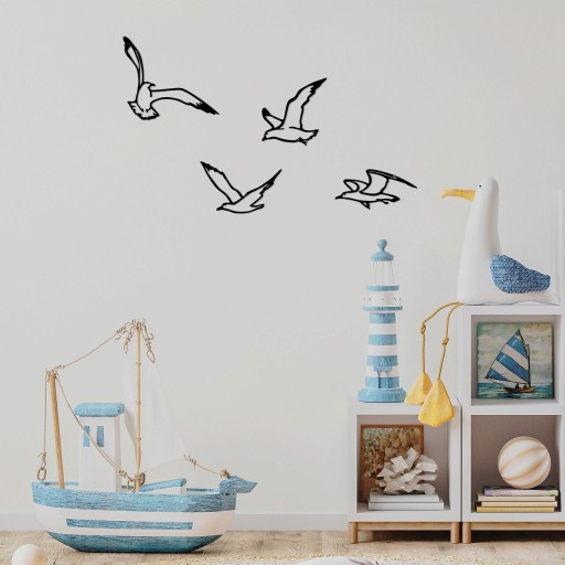 Decoratiune de perete, Birds Sorty, Metal, 19 x 1,5 x 9 cm, Negru