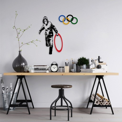 Decoratiune de perete, Banksy, Metal, Dimensiune: 62 x 61 cm, Multicolor