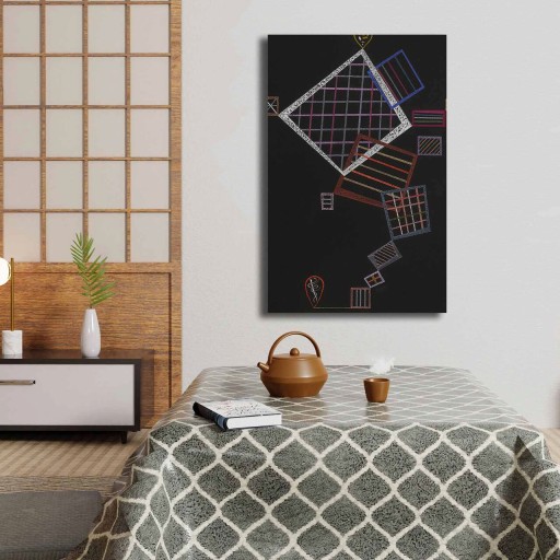 Tablou decorativ, 4570KANDINSKY020, Canvas , Lemn, Multicolor