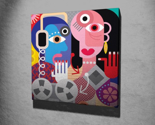 Tablou decorativ, KC296, Canvas, Lemn, Multicolor