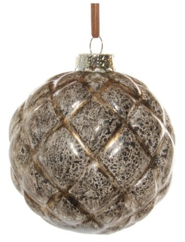 Decoratiune brad Deko Senso Velvet glob 8cm sticla gri - auriu