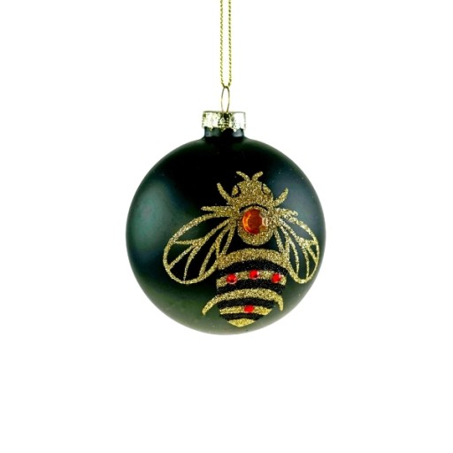 Decoratiune brad Deko Senso Bee sticla 8cm negru