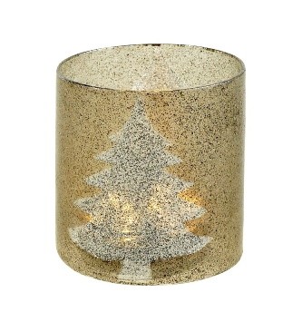 Suport lumanare Deko Senso Votive Christmas trees 10cm gri - argintiu