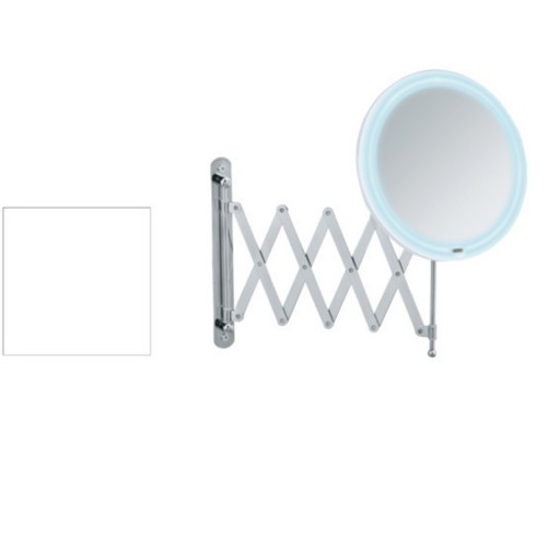 Oglinda cosmetica telescopica, Wenko, Barona, LED, 20 x 55 x 34 cm, inox/plastic, gri