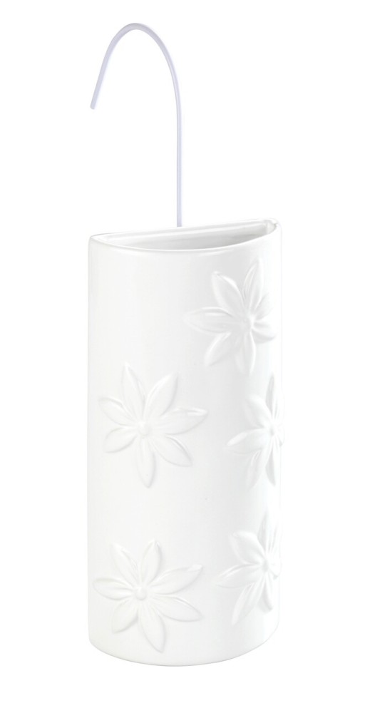 Umidificator cu agatare pe calorifer, Wenko, Flowers, 9 x 4 x 9 cm, ceramica, alb