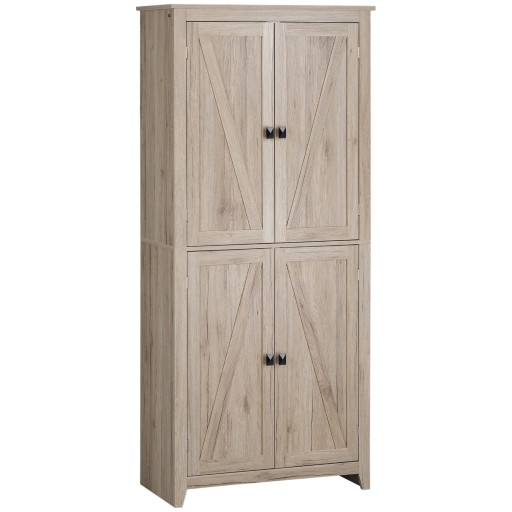 Dulap bufet cu 4 usi, organizator si rafturi reglabile, natural 80x40x182cm HOMCOM | Aosom RO