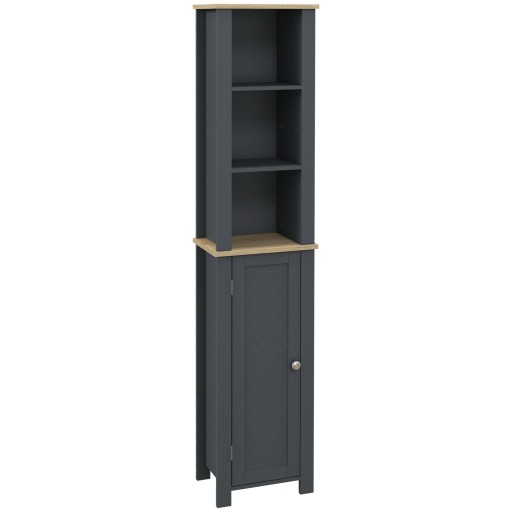 Dulap de Depozitare Inalt pentru Baie, Organizator de Baie cu Dulap cu Usa si 3 Rafturi, pentru Lenjerie, 34x23x165cm Gri kleankin | Aosom RO