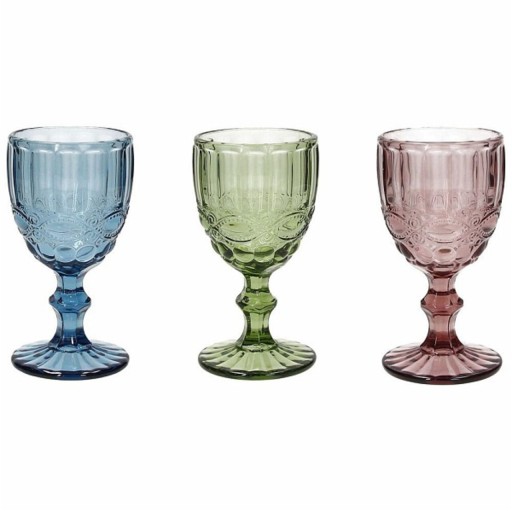 Set 3 pahare cu picior, Tognana, Madame ve-ci-az, 260 ml, sticla, multicolor