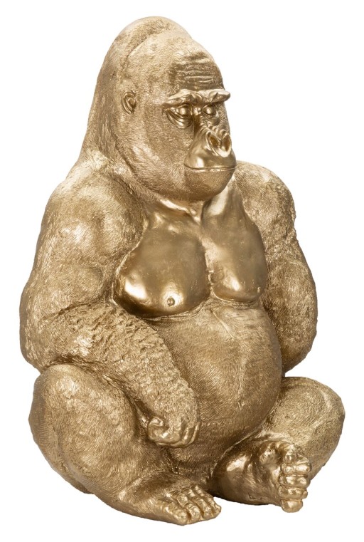 Statueta decorativa, Gorilla, Mauro Ferretti, 64 x 53 x 82 cm, polirasina, auriu