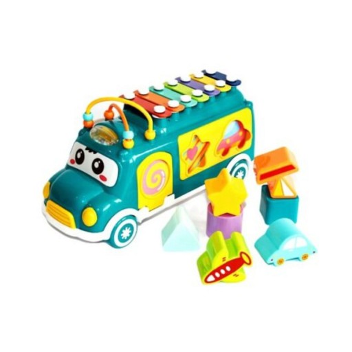 Jucarie muzicala autobuz, Baby Piano Bus Blocks, HE8023, 18M+, plastic, multicolor