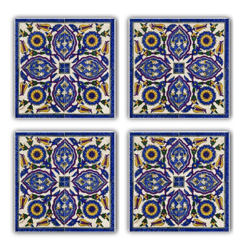 Set suporturi de pahare, Taylor, 366TYR1103, Piatra, 10 x 10 x 1 cm, 4 piese, Multicolor
