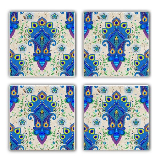 Set suporturi de pahare, Taylor, 366TYR1115, Piatra, 10 x 10 x 1 cm, 4 piese, Multicolor