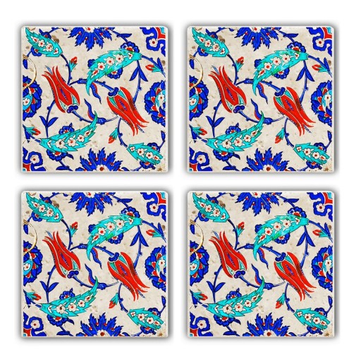 Set suporturi de pahare, Taylor, 366TYR1112, Piatra, 10 x 10 x 1 cm, 4 piese, Multicolor