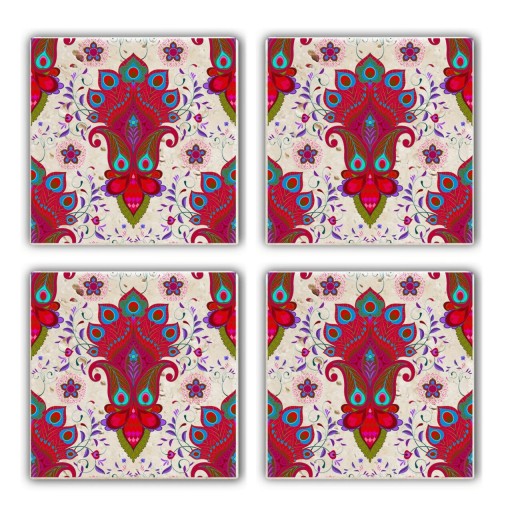 Set suporturi de pahare, Taylor, 366TYR1157, Piatra, 10 x 10 x 1 cm, 4 piese, Multicolor