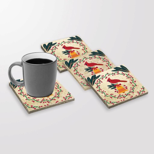 Set suporturi de pahare, Taylor, 366TYR1213, Piatra, Imprimat UV, Multicolor