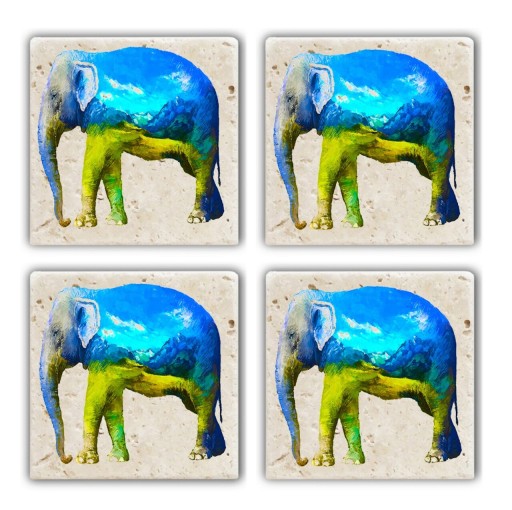 Set suporturi de pahare, Taylor, 366TYR1148, Piatra, 10 x 10 x 1 cm, 4 piese, Multicolor
